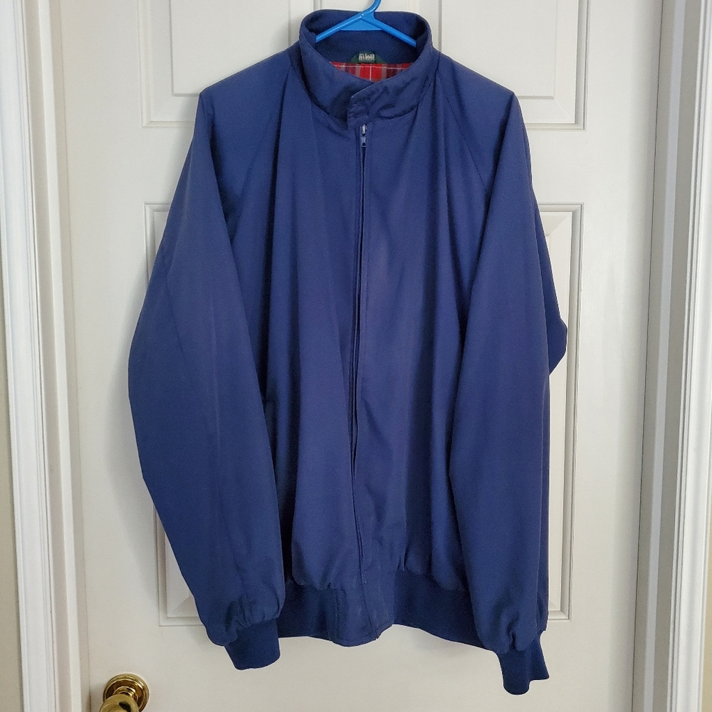 Field & Stream Men's Vintage Full Zip Blue Jacket red plaid lining Large Tall
